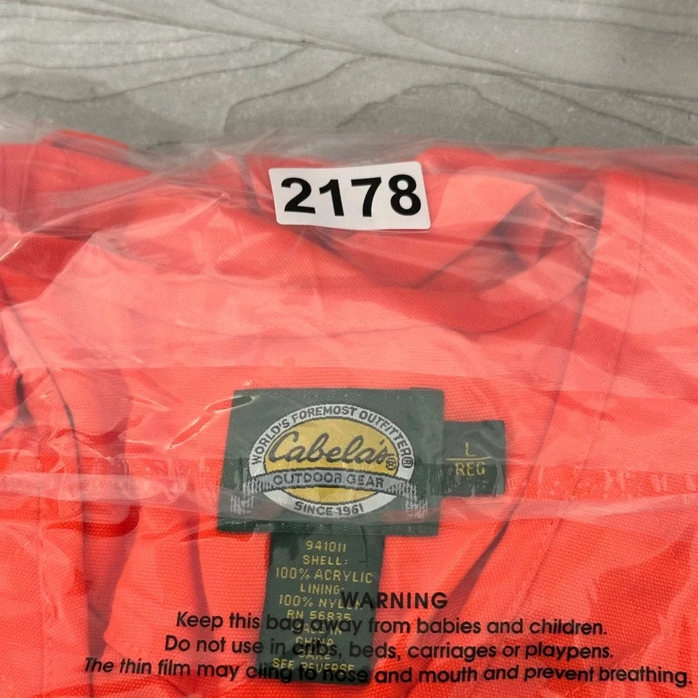Cabela's Hunting Vest‎ Mens L Orange Blaze Quilted Game Pocket Full Zip Regular